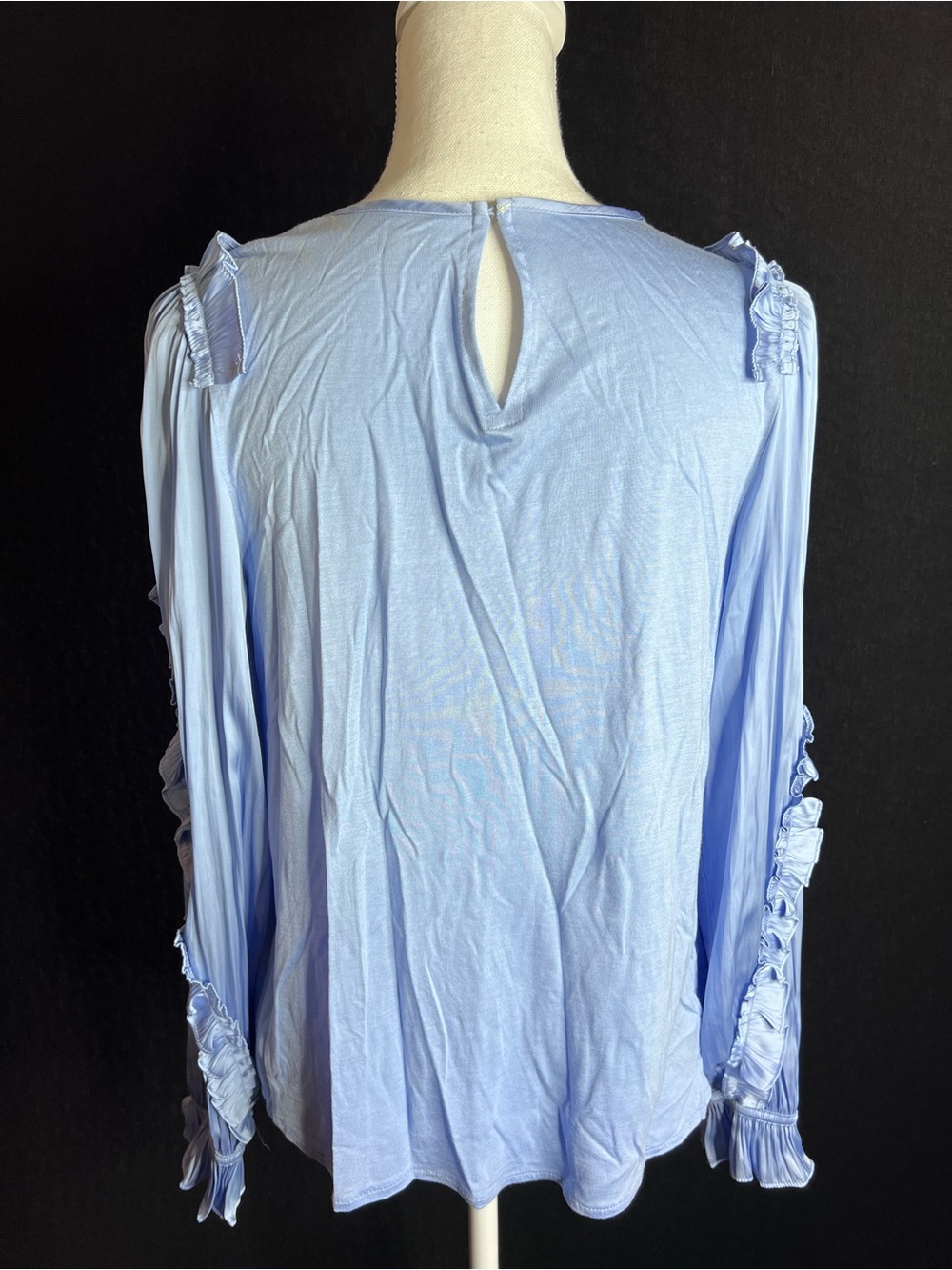 LOFT Light Blue Cold-Shoulder Ruffle Blouse - Picture 2 of 3